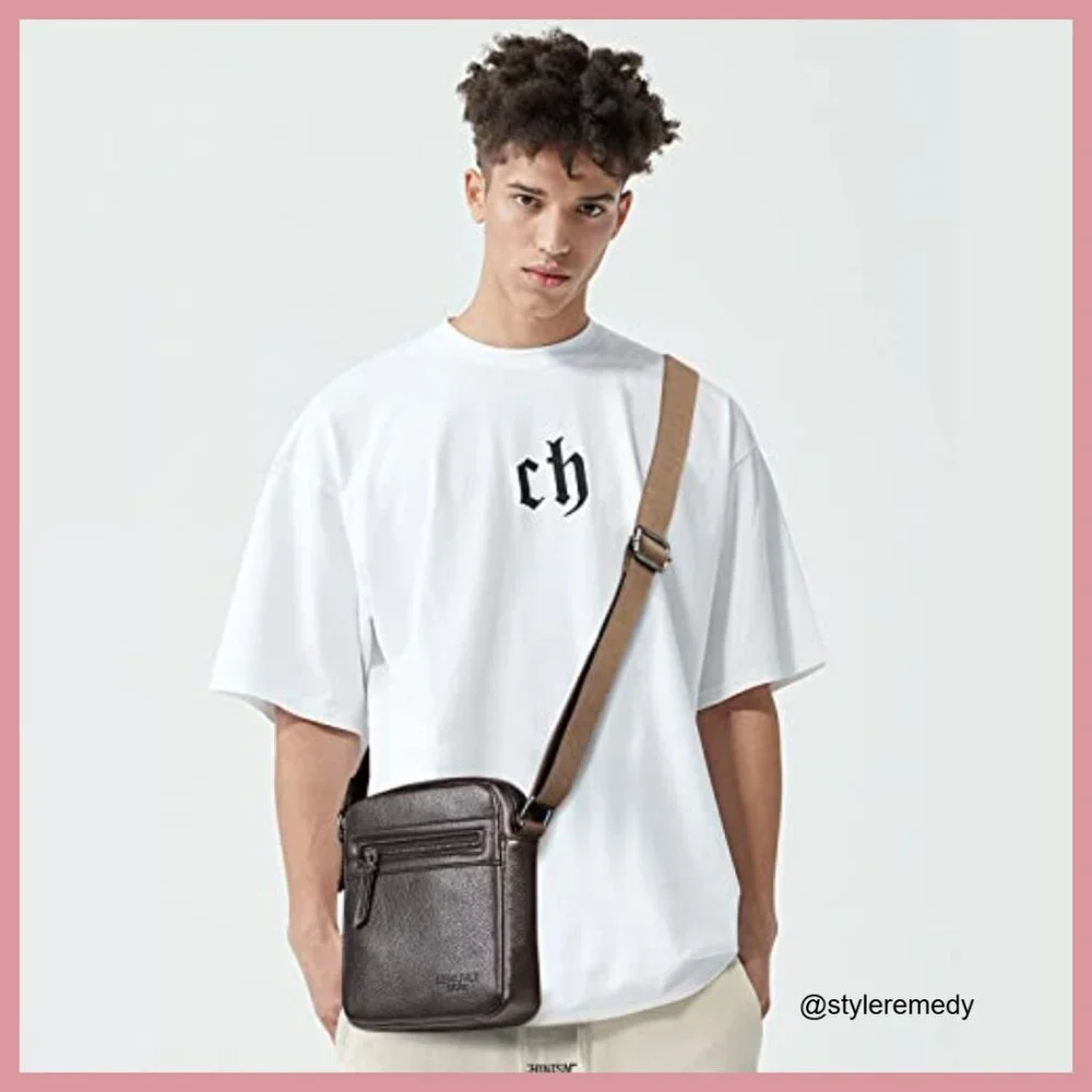 PU Leather Crossbody Messenger Bag with Adjustable Strap